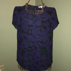 LOFT Sheer Pleated Floral Top - Size S